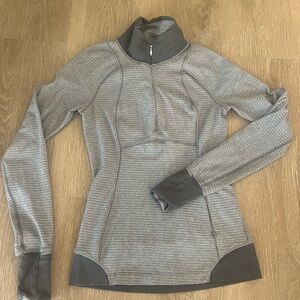 lululemon athletica Gray Striped Long Sleeve Top